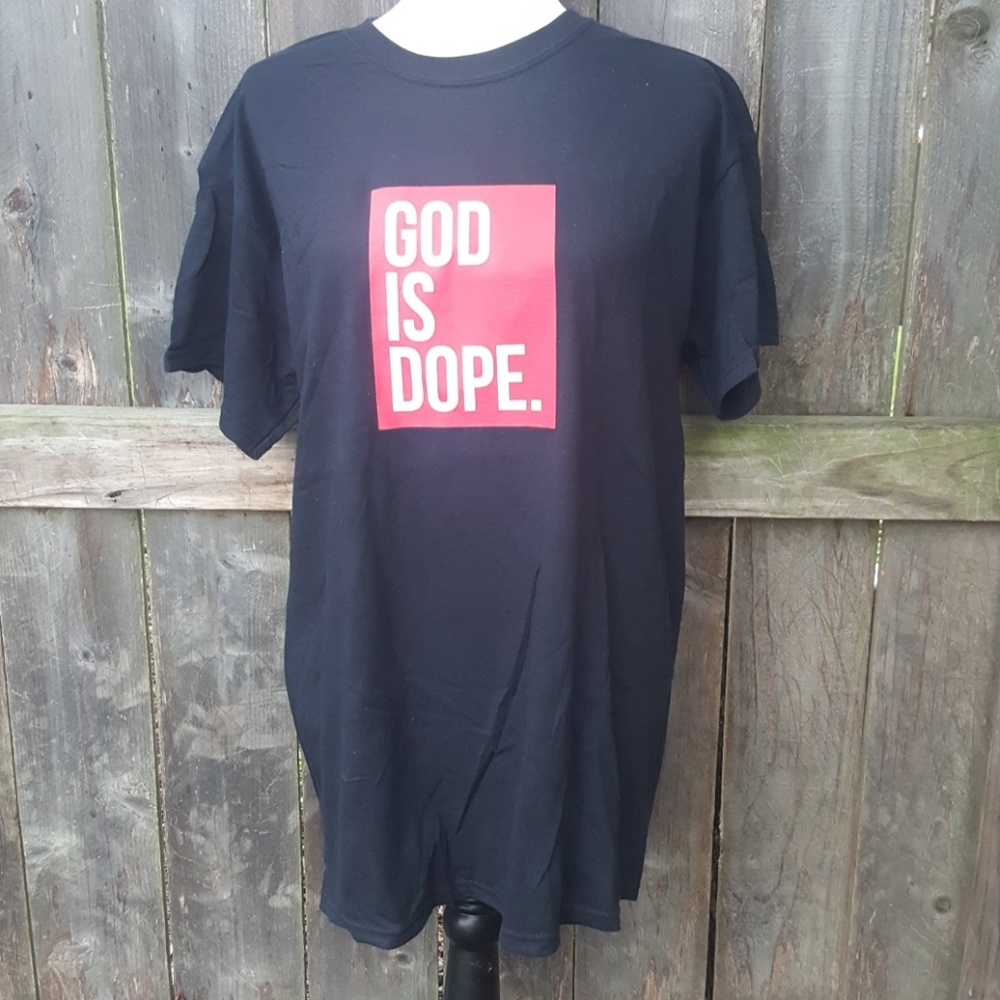 God is Dope GOAT 23 Red Black Michael Jordan Tee L